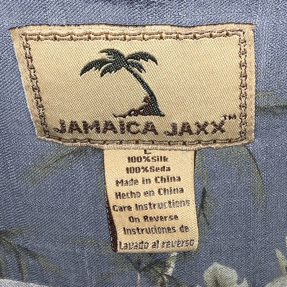 🎁Like New Vintage Jamaica Jaxx Men's Blue/White Silk Jamaican Shirt- Large - Picture 5 of 8